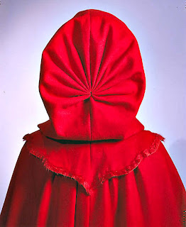 Cloak with fan-backed hood-close-up of hood