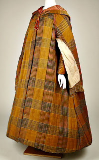 plaid pattern cloak with capelet-side view